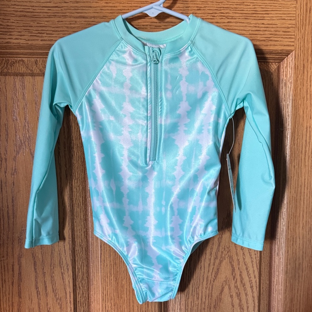 Wonder Nation Teal Tie-Dye Kids Rashguard